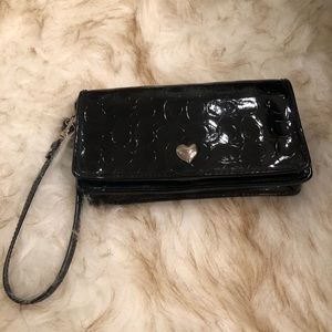 Coach Black Patent Embossed Wallet Wristlet